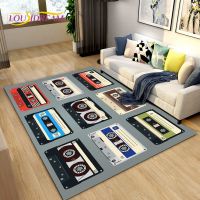 Retro Music Cassette Tape Pattern Area Rug LargeCarpet Rug for Living Room Bedroom Sofa Doormat DecorationNon-slip Floor Mat