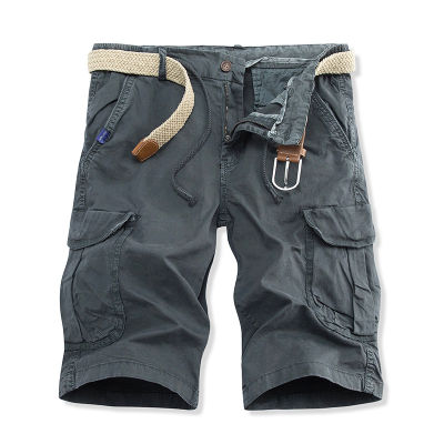 Mens Khaki Cargo Shorts 2023 Summer New Cotton Lightweight Straight Short Pants Outdoor Casual Multi Pockets Hiking Shorts Homme