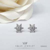ต่างหูแป้น ฝังคริสตัลแท้ ขนาดเล็ก มี2สี ลายดอกไม้ เกล็ดหิมะ ต่างหู  ER0945 ER0935 Value Jewelry
