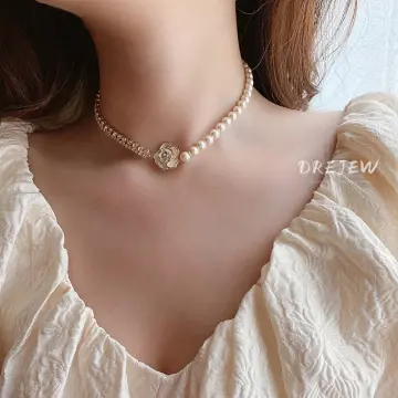 Real pearl clearance gold necklace