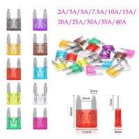 100/50/10pcs Small Mini Car Blade Fuses Zinc Auto Fuse Assortment Electric Fuse Set 2A 3A 5A 7.5A 10A 15A 20A 25A 30A 35A 40A Electrical Circuitry Par