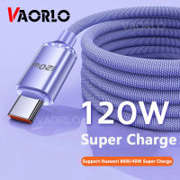 VAORLO สายชาร์จสำหรับโทรศัพท์,สายชาร์จ USB Type C 100W สำหรับ Samsung Xiaomi Supercharge 5A 100W ชาร์จเร็ว USB-C