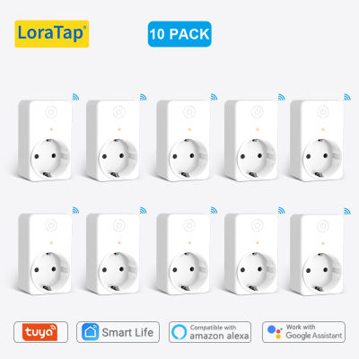 LoraTap Tuya Smart WiFi EU Plug Outlet 16A KWh Electricity Statistic Energy Power Monitor Timer Socket Support Home Alexa