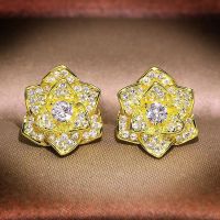 [COD] Cao Shi cross-border exclusively for the new exquisite camellia earrings high-end light luxury flower zircon earrings women