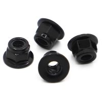 ✼☂♤ 10pcs Black Zinc Plated Carbon Steel Hex Hexagon Nylon Insert Lock Flange Nut Self-locking Nylock Locknut M3 M4 M5 M6 M8