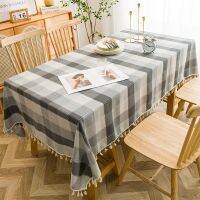 Morris8 Plaid Cotton Linen Table Colth With Fringe Simple Living Room Home Christmas Party Event Decoration Rectangle Tablecloth