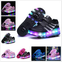 Children LED Flashing Double Wheels Roller Skating Shoes Boys Girl Colorful Glowing Roller Skates Sneakers For Male Female Adult