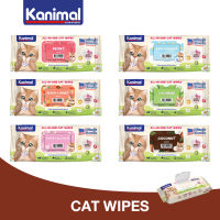 Kanimal Cat Wipes With Chamomile, Aloe Vera and Vitamin Large Surface 18x20 cm. For Cats (100 Sheets/Pack)