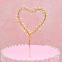 20pcs Heart Shape LED Pearl Cake Toppers Baby Happy Birthday Cupcakes Event Party Wedding Ramadan Decoration 2022