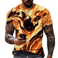 Fiery Orange Black Stitching, Simulation 3D Printing Pattern, Fat Physique, High-quality Lycra Polyester, Boutique Mens Top 5XL