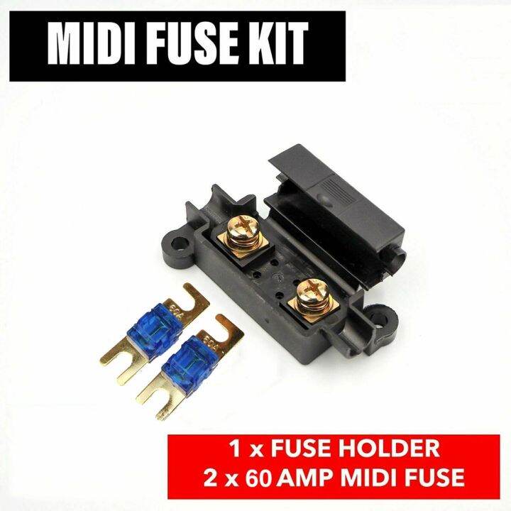 60 Amp In line Fuse Box Holder Set With Midi Fuse Terminal Heat Shrink