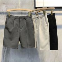 COD SDFERTREWWE 【M-3XL】3 Color Mens Slim Fit Straight Semi-formal Short Pants Korean Casual Solid Color Plain Suit Short Pants Fashion Trendy Teens Khaki Shorts