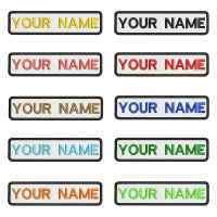 White Backgroun 10X2.5cm Embroidery Custom Name Text Patch Stripes Badge Iron On Or  Patches Adhesives Tape