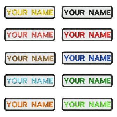 White Backgroun 10X2.5cm Embroidery Custom Name Text Patch Stripes Badge Iron On Or  Patches Adhesives Tape