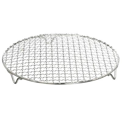 304 Stainless Multipurpose Steel Round Grill Net with Foot Barbecue Rack Steam Baking Rack Camping Outdoor BBQ Meshes