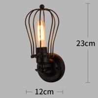 Loft American Iron black lampshade wall lamp vintage cage guard sconce loft lighting fixture modern indoor lighting wall lamps