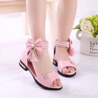 COD DSFGRTUTYIII Girls凉Shoes2021New Summer Korean Style High Heel Little Girl Princess Shoes Middle and Big Children Student Children Roman Shoes