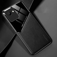 สำหรับเคสโทรศัพท์ Realme C30หนังหรูหราสีอะคริลิคตัดกันเพื่อซ่อนกล้อง Alas Magnetik ป้องกันการกระแทกฝาหลัง