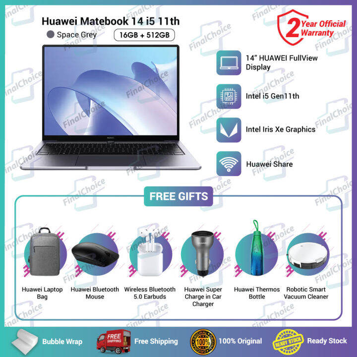 Huawei MateBook 14 i5 11th (16GB+512GB SSD) Original Huawei Malaysia Warranty Lazada