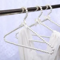 1/2pcs Plastic Pearl Beaded Bow Clothes Dress Coat Hangers Wedding For Kid Children Save-Space Storage Organizer Dry Rack Clothes Hangers Pegs