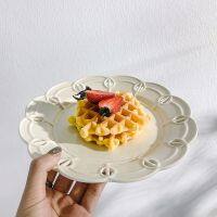 European Ceramic Cup Plates Set Wedding Retro Wispy Hollow Dinner Plates Decorations Home Restaurant Trays Dessert Dining Plates