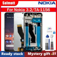 จอ LCD แบบดั้งเดิม Salmatt สำหรับ Nokia 3.2 TA-1156 1159 1164ชิ้นส่วนจอสัมผัสแอลซีดีของเครื่องแปลงดิจิทัลอะไหล่พร้อมกรอบสำหรับหน้าจอ3.2 Nokia พร้อมเครื่องมือฟรี