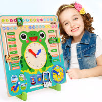 Wooden Toys Baby Weather Season Calendar Clock Time Cognition Preschool Educational Teaching Aids Toys for Birthday Present