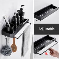 ♙ Bathroom Shelf Shower Storage Rack Holder With Towel Rod Shampoo Tray Stand No Drilling Floating Shelf Organizer полка для ванно