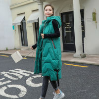 Winter Long Vest Womens Solid Hooded Pockets Zipper Padded Ladies Casual Sleeveless Jacket Warm Quilted Vest for Female