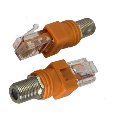 1Pcs RF Adapter Connector RJ45 Male Plug to F TV Female Jack Coaxial Barrel Coupler Wire Terminals