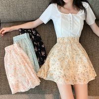 【CW】 Elastic Waist Skirt Female New 2022 Floral Printing Skrits Fashion All-match Short Faldas Mujer