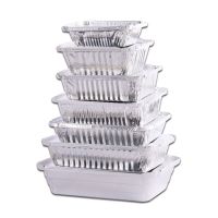 50pcs Foil Box With Lid Aluminum Tray Aluminum Pan Foil Tray Fast Food barbecue food tray lunch box food packing box bar