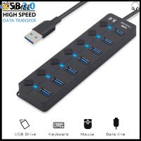 AIMEE Plug and Play USB Expander ภายนอก ฮับ USB 3.0 สวิตช์เปิด/ปิด ตัวแยกพอร์ต 4/7 พร้อมอะแดปเตอร์แปลงไฟ