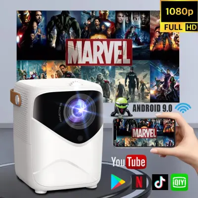 โปรเจคเตอร์ 4k UHD WiFi Android 11.0 mini projector YouTube NETFLIX Goolgle Play Store รองรับการแชร์หน้าจอมือถือ