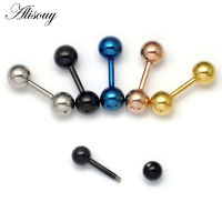 Alisouy 1ชิ้น R 3 4 5มม. Lelaki Keluli Tahan Karat Bola Barbell Hitam Warna Yen Menindik ต่างหูเม็ดกลม