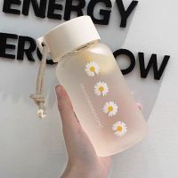 Little Daisy Plastic Cup Summer Clear Frosted Water Cup Simple Fresh Male Female Students Gift Cup Portable Outdoor Water Bottle