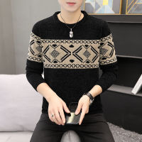 ร้อน, ร้อน★New Knitted Mens Pullover Sweater Color Matching 2021 Autumn Winter Round Neck Warm Top Fashion Mens Sweater