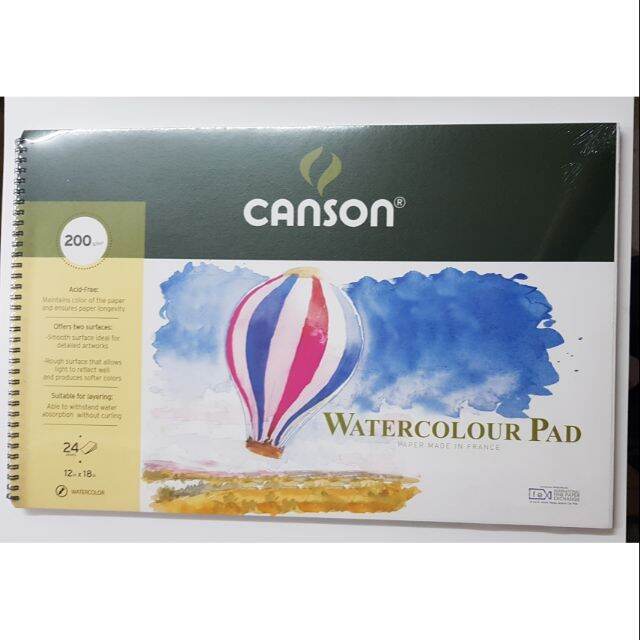 Canson watercolor pad 12x18 200 gsm | Lazada PH