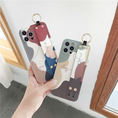 「16- digits」13 Pro Case Art Painting Chic Letter Grip Band Strap Phone Holder Cover For iPhone 11 12 Pro Max X XS 8 7 Plus 13 Stand Case