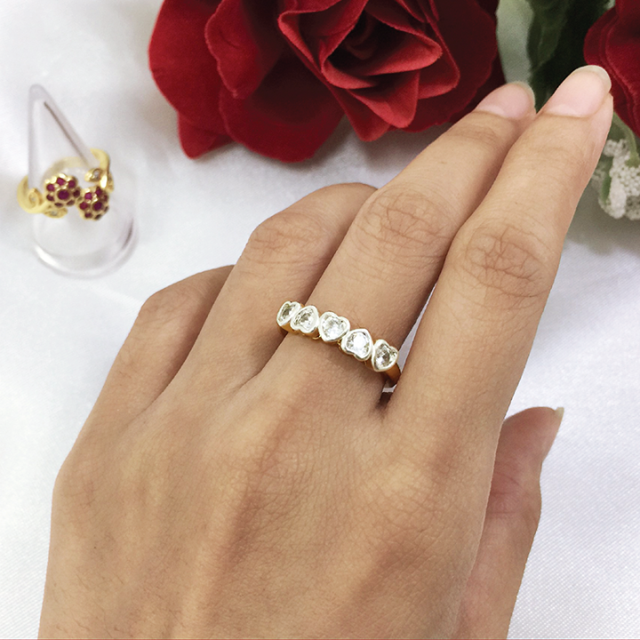 แหวนทอง-แหวนพลอย-แหวนทองประดับพลอย-ทำจากทองเหลือง-เรียบหรู-ใส่ได้ทุกโอกาส-รูปถ่ายจากสินค้าจริง
