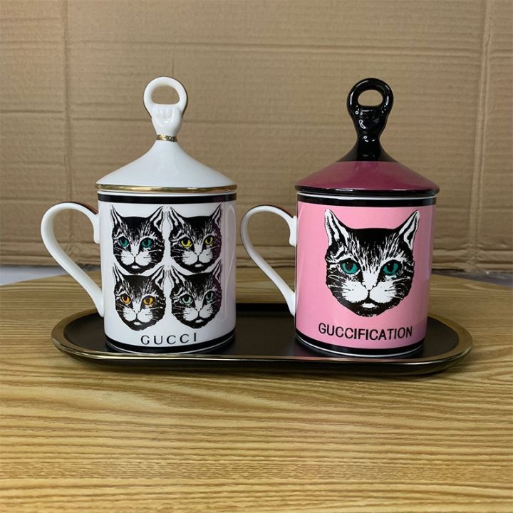 guchi-european-style-bone-china-water-cup-with-lid-teacup-office-rabbit-mug-milk-cat-head