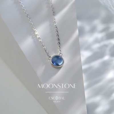 ESCOBAL✨พร้อมส่ง สร้อยเงินแท้ Moonstone สร้อยหินนําโชค สร้อยมงคล สร้อยคอเงินแท้ สร้อยคอผู้หญิง สร้อยแฟชั่น สร้อยพลอย