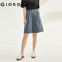 GIORDANO ผู้หญิง กางเกงขาสั้นลำลองบางเอวกึ่งยางยืดทอผ้าฝ้ายแท้จับจีบ Free Shipping 05403309