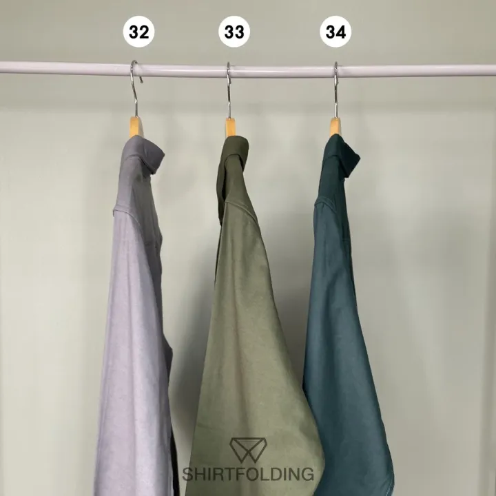 shirtfolding-เสื้อเชิ้ต-แขนยาวคอปก-สีเขียวเข้ม-สีเขียวขี้ม้า-สีเขียว-กระดุมดำ