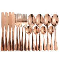 16pcs Shiny Cutlery Sets Wedding Tableware Silverware Travel Cutlery Set Copper Rosy Forks Knives SpoonsDropshipping Flatware Sets