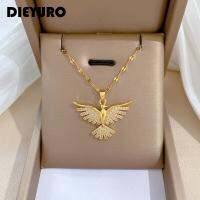 ✾□ HelloToU DIEYURO 316L Eagles Pendant Necklace 2023 New Choker Neck Jewelry