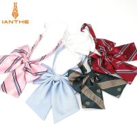 JK Bow Tie Striped Solid Uniform Collar Butterfly Cravat Japanese High School Girls Students Preppy Chic Free of Tying a Knot