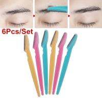 6pcs Eyebrow Trimmer KitStainless Steel Eye Brow ShaverLong Handle Eyebrow Cutting Tool