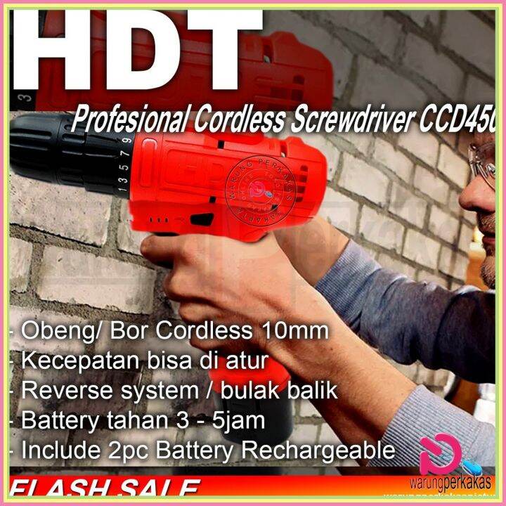 Cordless Mm Hdt Obeng Bor Battery V Set Alat Bor Yang Dilengkapi