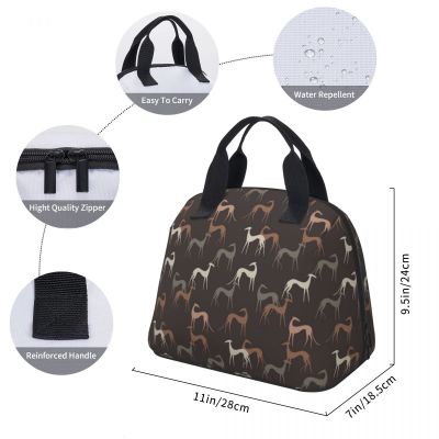 Portable Lunch Bag Thermal Insulated Lunch Tote Greyhound Dog Print Cooler Bag Bento Pouch Lunch Container Food Storage Handbag